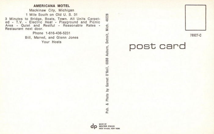 Americana Motel - Old Post Card (newer photo)